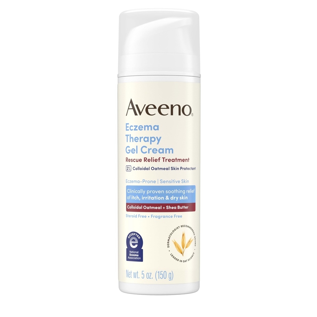 Aveeno Eczema Terapi kurtarma Relief Treatment Gel Cream with Colloidal Oatmeal Skin Korumalı, Anında Soothes & Cools Itchy Kuru Skin Flare-Ups, Steroid & Fragrance Free, 5.0 fl. oz