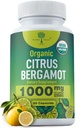 Organik Citrus Bergamot Supplement - Sadece USDA, Cardiologist 200+ Bilimsel Çalışmalar ile formüle edildi -1000 mg - Patentli Tür, Kalp, Cholesterol, & Lipid - İtalyan Bergamot High Polyols 60caps