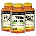 MASON NATURAL Ginkgo Biloba, 3μηνη προμήθεια, βοηθά στη βελτίωση της ψυχικής εγρήγορσης και υποστήριξης Βέλτιστη λειτουργία του εγκεφάλου, 60 κάψουλες (3 πακέτο)
