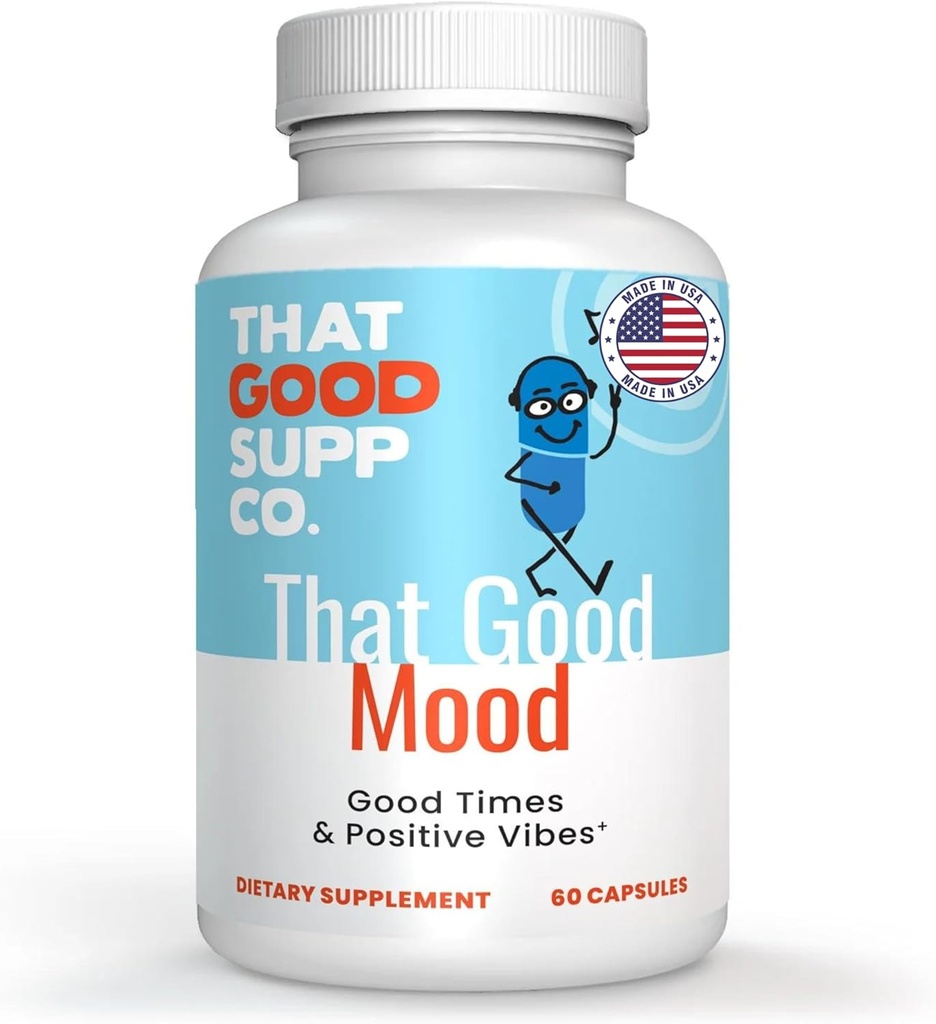 That Good Supp Co - That Good Mood Support Supplement for Women & Men - Mood Booster, Supports with Stress Relief & Cognitive Well Being - Βιταμίνη B12, 5-HTP, Ashwagandha Root, GABA - Made in USA