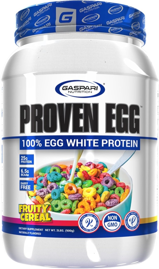Gazpari Beslenme Proven Egg, Fruity Cereal,% 100 Egg White protein, 25g protein, Keto Friendly, Dairy and Lactose Free, Soy Free (2 lbs, Fruity Cereal)