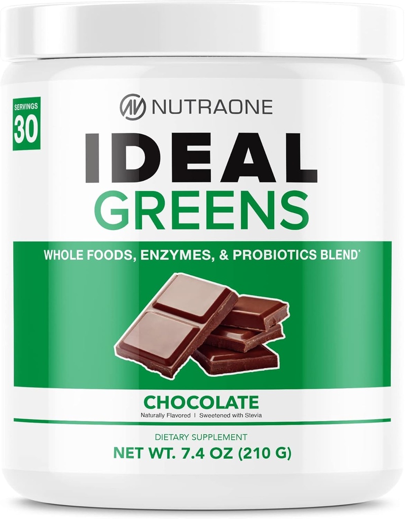 NutraOne Ideal Yeşiller Antioksi ve Nutrient-Rich Superfood Greens Toz Supplement (Chocolate- 30 Hizmet)