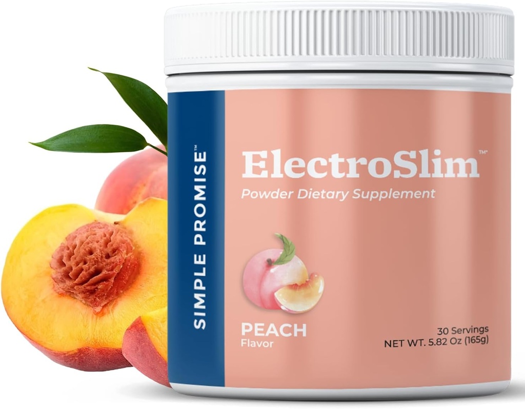 Basit Promise ElectroSlim - Sugar-Free Keto Electrolytes Toz - Günlük Enerji Desteği ve Hydration için Şeker Formula yok, Low sodyum Organik Elektrolytes Toz, 30 Hizmet, Peach Flavor