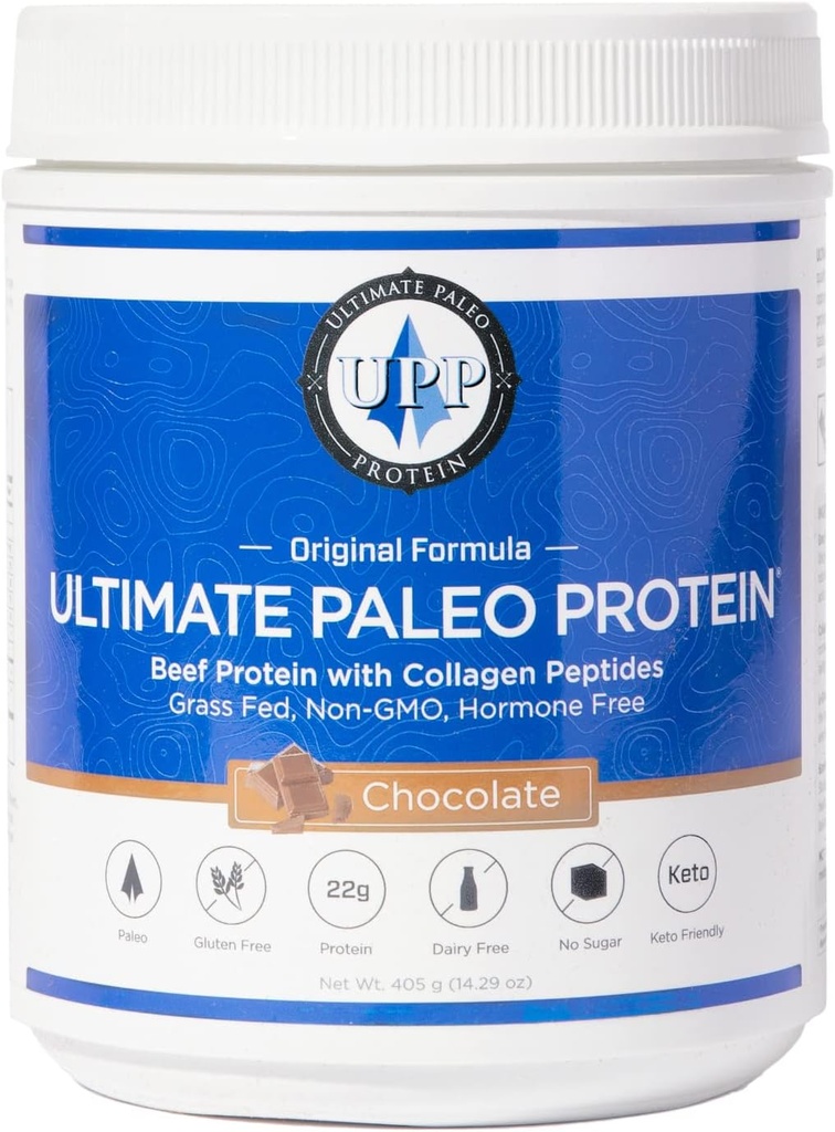 Ultimate Paleo Protein Toz | Premium Grass Fed Beef Protein Collagen Peptides | Paleo Dostu, Gluten Free, Keto Friendly, No Yapay Sweeteners veya Preservatives - Chocolate, 15 Hizmetler