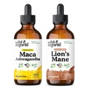 Άγρια & οργανικά Μάκα Ashwagandha Βάμμα 4 fl oz & Μάνε Λάιον Βάμμα 4 fl oz
