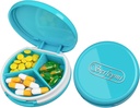 Serfeymi Small Pill Box - Purse Pocket için Portreatif Pill Box - Tıp için Uygun, Vitamin, Fish Oil, Supplements - Light Blue (Logo)