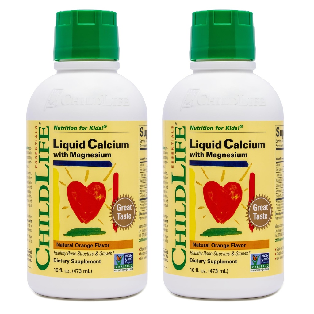 Çocuk Hayatı Temelleri Çocuklar için Sıvı Kalsiyum Tamamı - Magnezyum, çinko ve D3 Vitamini - Orange Flavor, 16 fl oz (2 Pack)