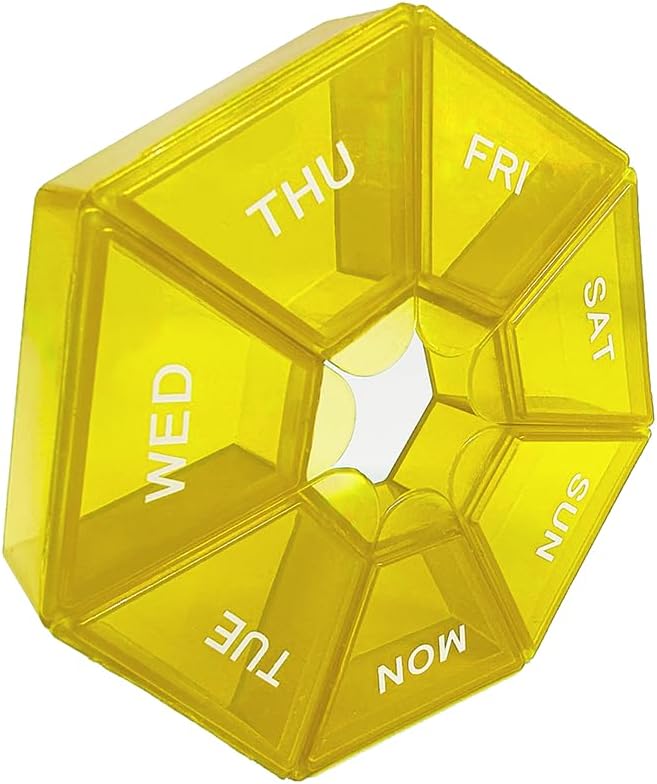 Pill Organizer, Küçük Pill Box, Sarı Pill Case, Haftalık Pill Organizer,Medicine Pill Organizer 1 Gün, Pill Konteyner, Pill Holder, Daily Pill Organizer Travel Pill Organizer 7 Day