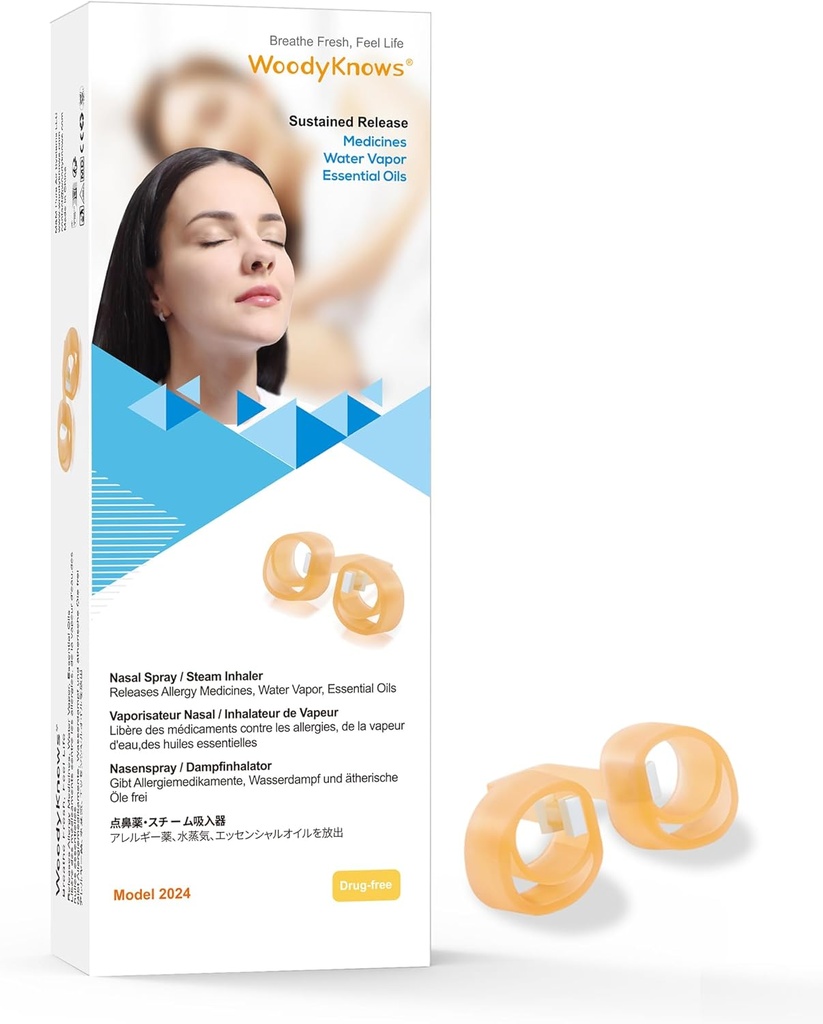 WoodyKnows Nasal Spray/Steam Inhaler, New Model │ Generic Nose Spray Device for Gentle, Comfortable, Long-Term Diffusion │ Portable Essential Oil Diffuser (L 3Pack)