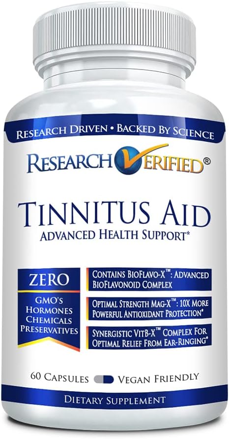 Araştırma Gerçekleştirilmiş Tinnitus Aid - Daha Azen Internal Ringing - Ginkgo Biloba, C vitamini, Full Spectrum B Kompleksi, Magnezyum - 60 Capsules - Vegan - ABD'de Yapılan