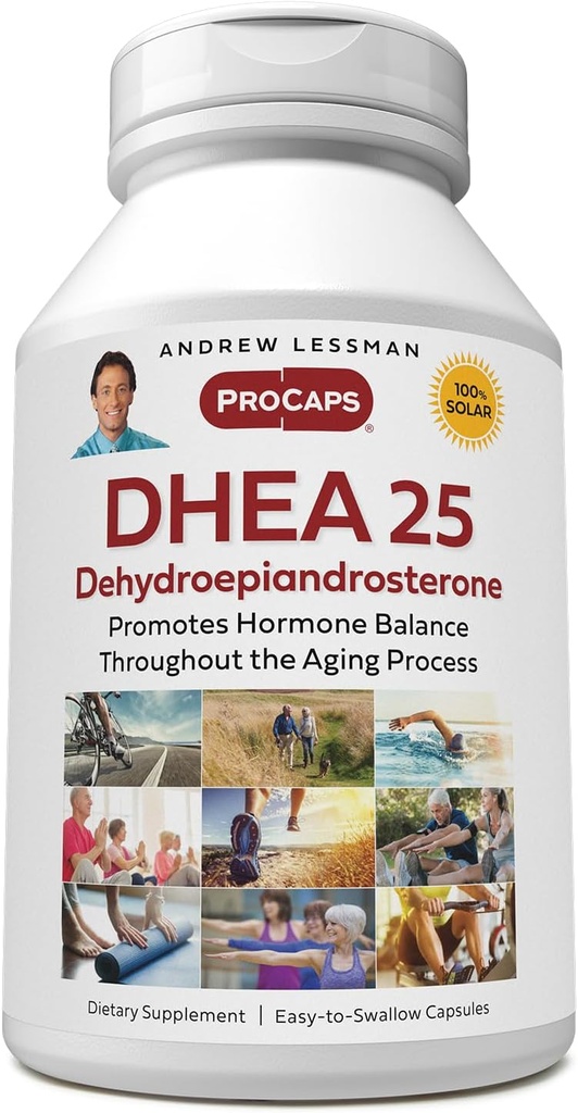 ANDREW LESSMAN DHEA 25 mg - 120 Capsules - En Abundantly Vücut-Dehidrepiandrosterone (DHEA). Sağlıklı Hormon Synthesis, Metabolism, Denge. Katkı yok