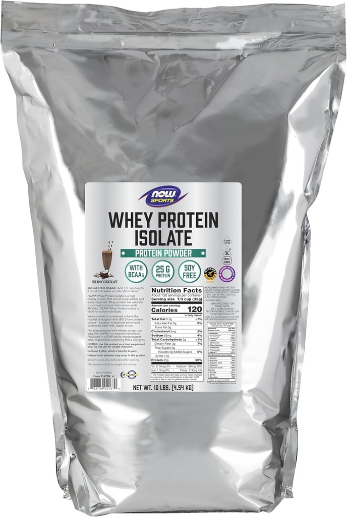 Şimdi Gıdalar Spor Beslenme, Whey Protein Isolate, 25 g BCAAs, Kremy Chocolate Toz, 10Pound