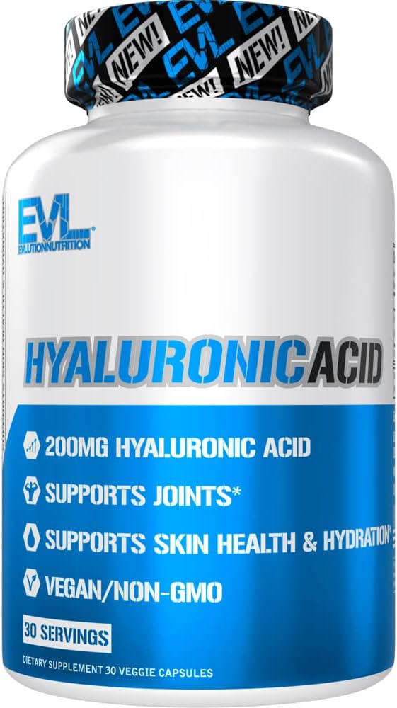 Evlution Vegan Diyetary Hyaluronic Acid Supplement Beslenme 200 mg Hyaluronic Acid Capsules Kuru Skin Supplement for Women and Men for Itchy or Hasarlı Skin - Yüksek Potency Bio available Non GMO Formula