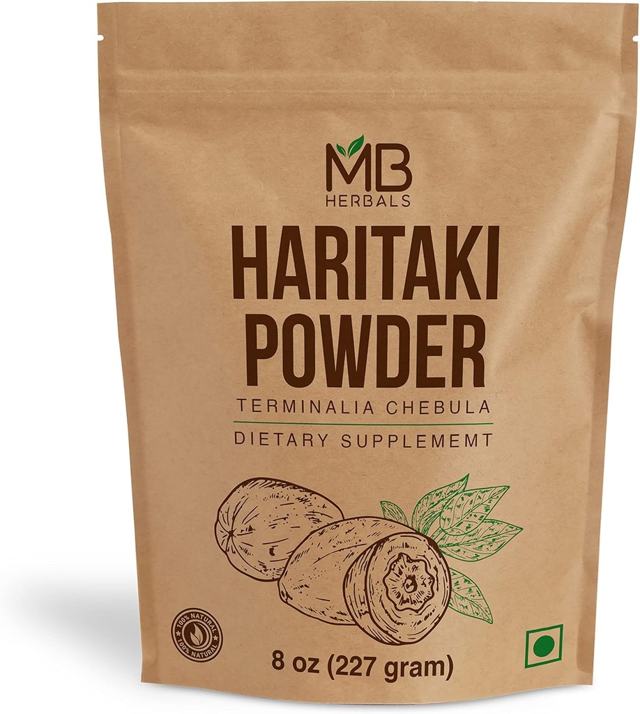 MB Herbals Haritaki Toz 8 oz / 227 Gram / 0.5 lb | Inknut Toz | Terminalia chebula Harde Chebulic Myrobalan | Gluten Free | No Preservstives
