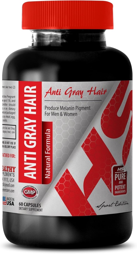 Folic Acid Supplement - Anti Gray Hair Natural Formula - Υποστήριξη του νευρικού συστήματος (1 μπουκάλι 60 κάψουλες)