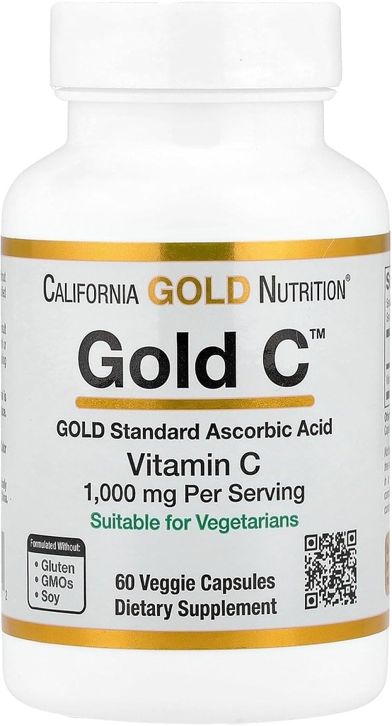 California Gold Nutrition Gold CTM, USP Grade Vitamin C, 1000 mg, 60 Veggie Capsules