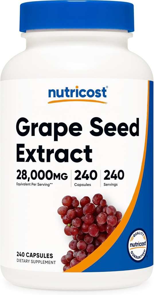 Εκχύλισμα Nutricost Grape Seed 28.000mg, 240 Capsule - Μη ΓΤΟ, Χωρίς γλουτένη, Φιλικά προς τους χορτοφάγους