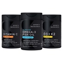 Spor Araştırmaları 1250 mg Omega 3 Burpless Fish Oil - Wild Alaskan Pollock - (90 Count), Yüksek Potency Vegan C 1000 mg (240 Kont) + Vegan 5000iu Vitamin D 100 Ck7 Vitamin K (60 Kont)