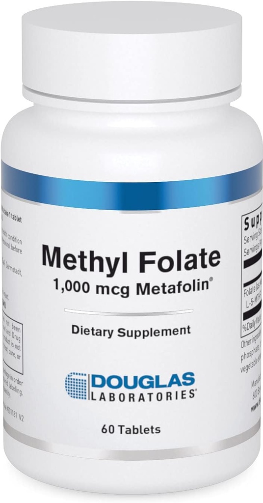 Douglas Laboratories Φολικό μεθύλιο L-5- MTHF - 1000 mcg Μεταφολίνη - Βιταμίνη Β Φολικό - Υποστηρίζει Homocysteine Μεταβολισμός & ανάπτυξη του εμβρύου * - Μη- ΓΤΟ - 60 δισκία