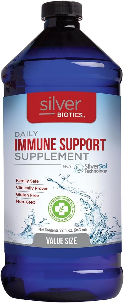 Silver Biotics Advanced Silver Technology, SilverSol Ag4O4 10 PPM Immune Support | Bio-Hacking Immune Building Natural Support | 32 Fl Oz