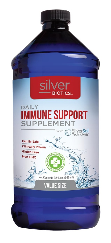 Silver Biotics Advanced Silver Technology, SilverSol Ag4O4 10 PPM Immune Support | Bio-Hacking Immune Building Natural Support | 32 Fl Oz