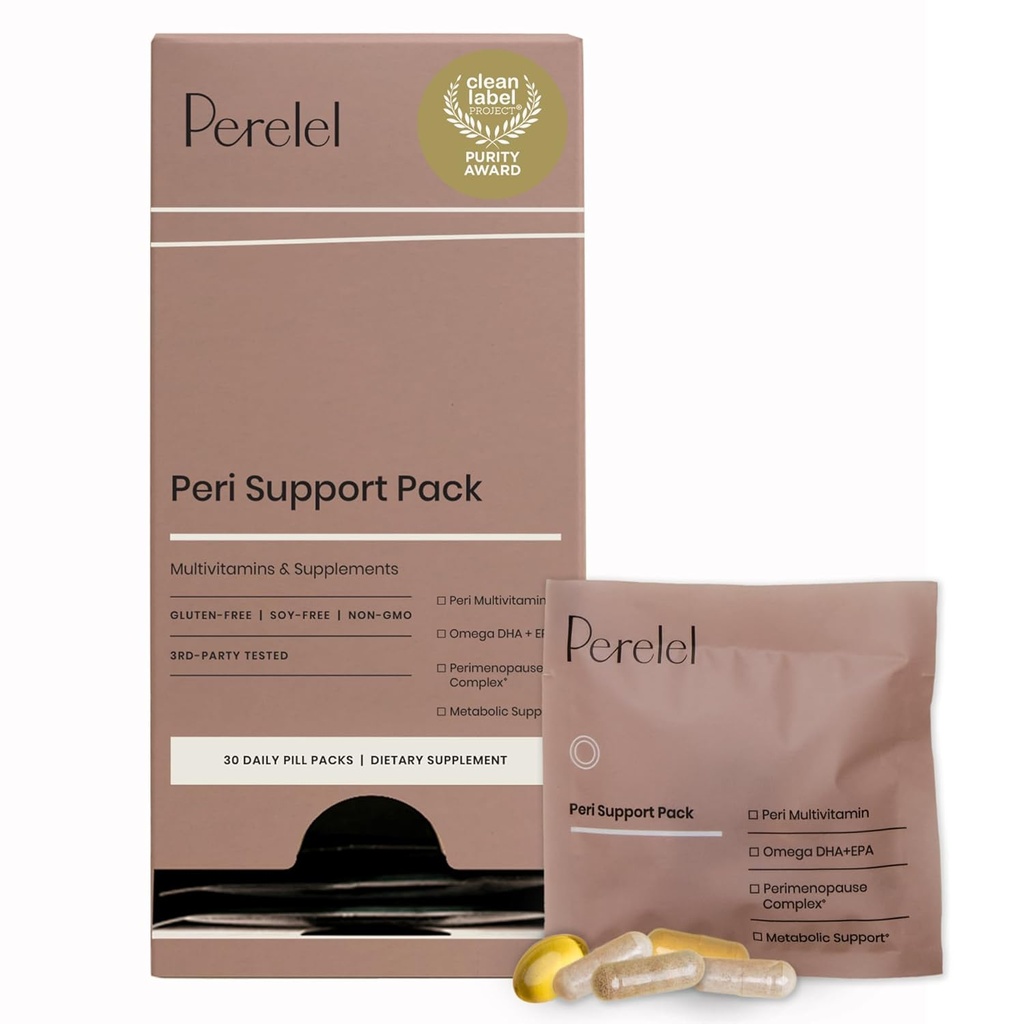 Perelel Peri Support Pack, Perimenopause Vitamins for Women, for Womens Nutrition Support & General Wellness, Soy & Gluten Free, Non GMO, 30 Daily Pill Packs