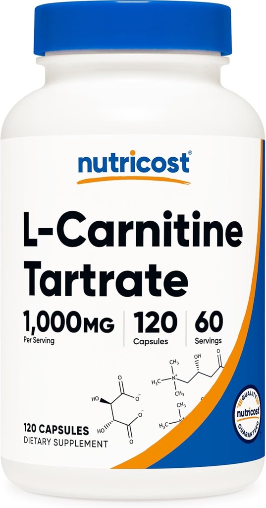 Nutricost L-Carnitine Tartrate 1000mg, 120 Capsules - 500mg Per Capsule (60 Servings)