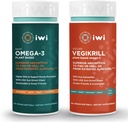 iwi Omega-3 Sport & Vegikrill Omega-3 Bundle, 30 εξυπηρετήσεις, Vegan Plant-based Algae Omega 3 με EPA + DHA, Krill & Fish Oil Εναλλακτική, Χωρίς Αλιευτική Επίγευση
