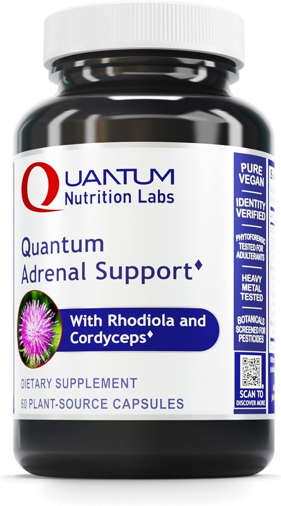 Kuantum Beslenme Laboratuvarları Kuantum Adrenal Destek - Adrenal Sağlık Desteği Supplements, Fatigue için Destek ve Calmness, Adrenal Gland Vitaminleri, Rhodiola Rosea, Organik - 60 Vegan Capsules