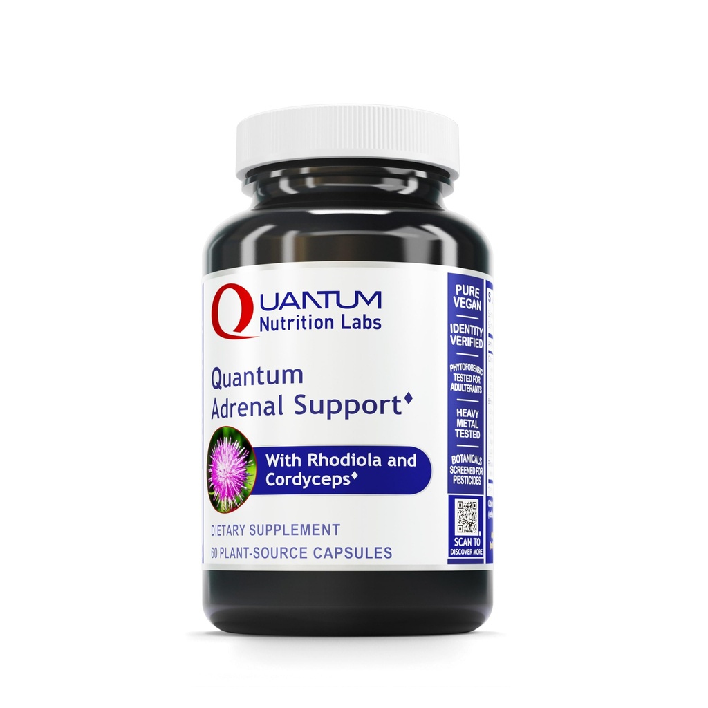 Quantum Nutrition Labs Quantum Adrenal Support- Adrenal Health Support Supplements, Support for Fatigue and Promote Calmness, Adrenal Gland Vitamins, Rhodiola Rosea, Organic - 60 Vegan Capsles