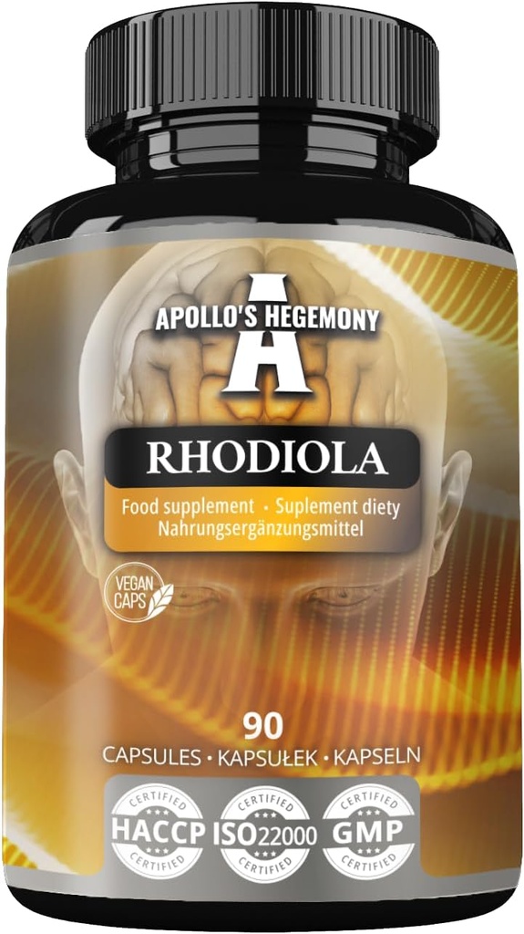 APOLLO'S HEGEMONY Rhodiola Rosea 500 mg Per Capsule - 90 Vegan Capsules - Standardized to 3% Salidroside - Enerji ve Stamina ATM - Diyet Supplement