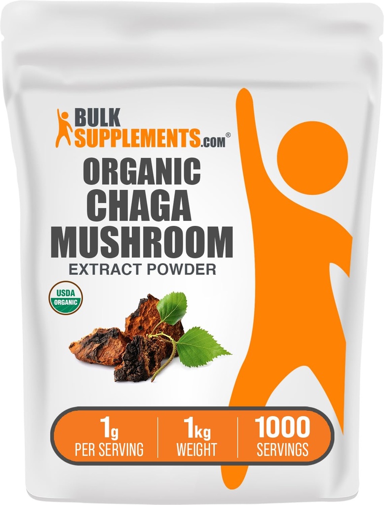 BulkSupplies.com Chaga Mushroom Extract Powder - Τσάγκα σε σκόνη, Mushroom Supplement - Χωρίς γλουτένη, 1g ανά σέρβις, 1kg (2,2 lbs) (πακέτο των 1)