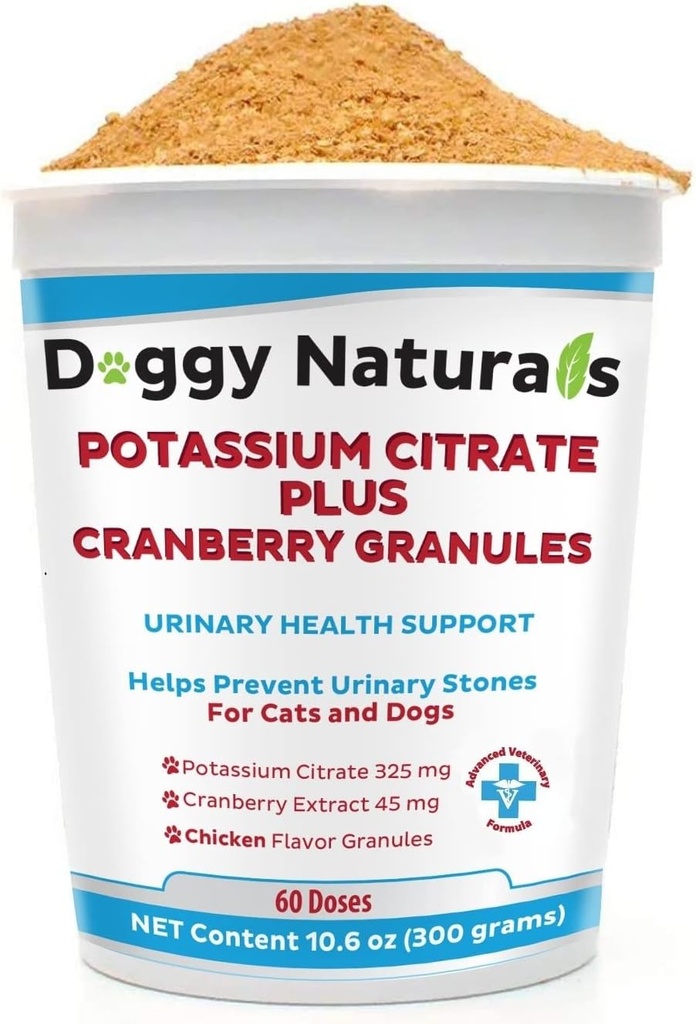 Potasyum Citrate Plus Cranberry Granules 300gm for Cats and Dogs - Urinary Tract Support- Helps Deter Formation of Food Oxalate Stones - Deters Bladder & Kidney Stones (Made in U.S.A)