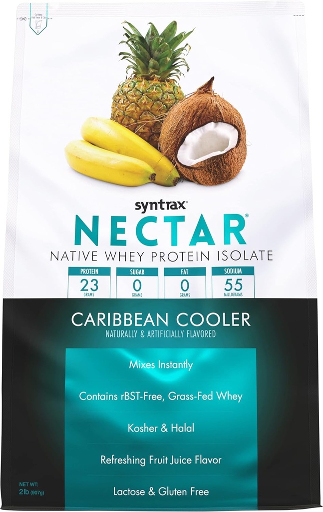 Syntrax Beslenme Nectar,% 100 Whey proteini Isolate Toz, Meyveyi Kevor, Caribbean Cool, 2 lbs
