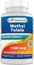 Best Naturals methyl folate 7500 mcg (7. 5mg) (Most Bio-διαθέσιμη) Κάψουλα Veggie - Υποστηρίζει Cell Formation Ανάπτυξη Λειτουργία, Εγκέφαλος, Μνήμη, Καρδιαγγειακή Υγεία, 60 Count