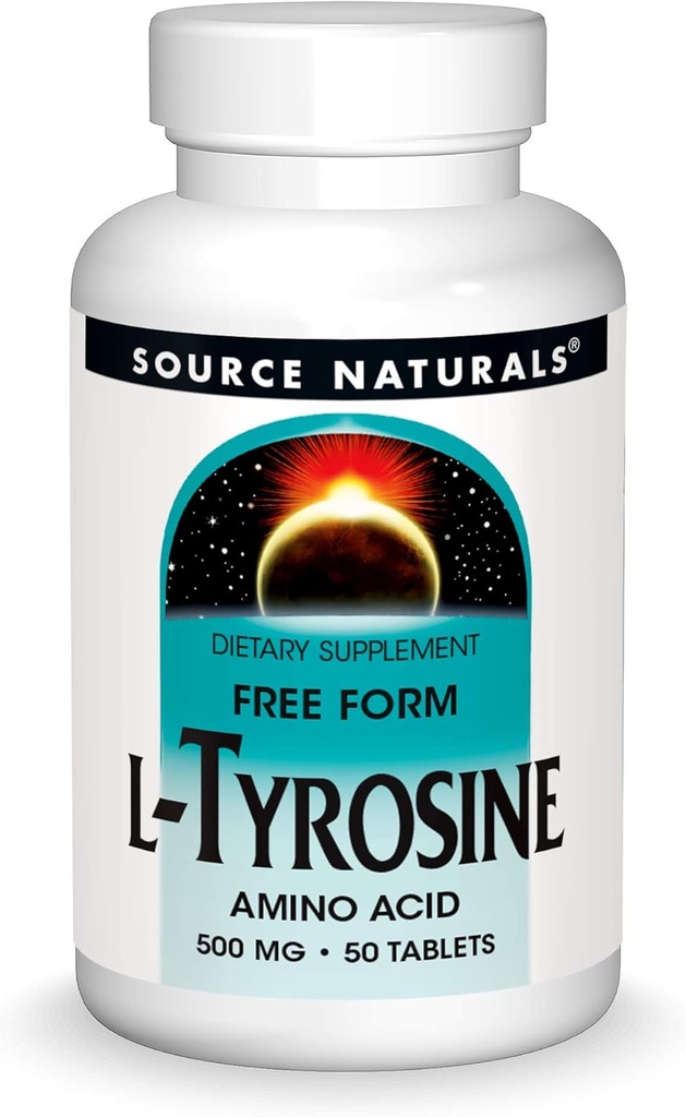 Source Naturals L-Tyrosine - Ücretsiz Form Amino Asit Supplement - 50 Tablet