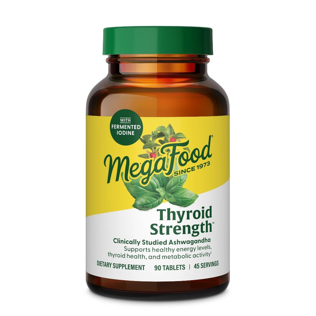 MegaFood Yourroid Strength - Mineral Supplement- Yourroid Support for Women with Ashwagandha, çinko, Selenium, Copper, Iodine & L-Tyrosine - 90 Tabs (45 Hizmet)