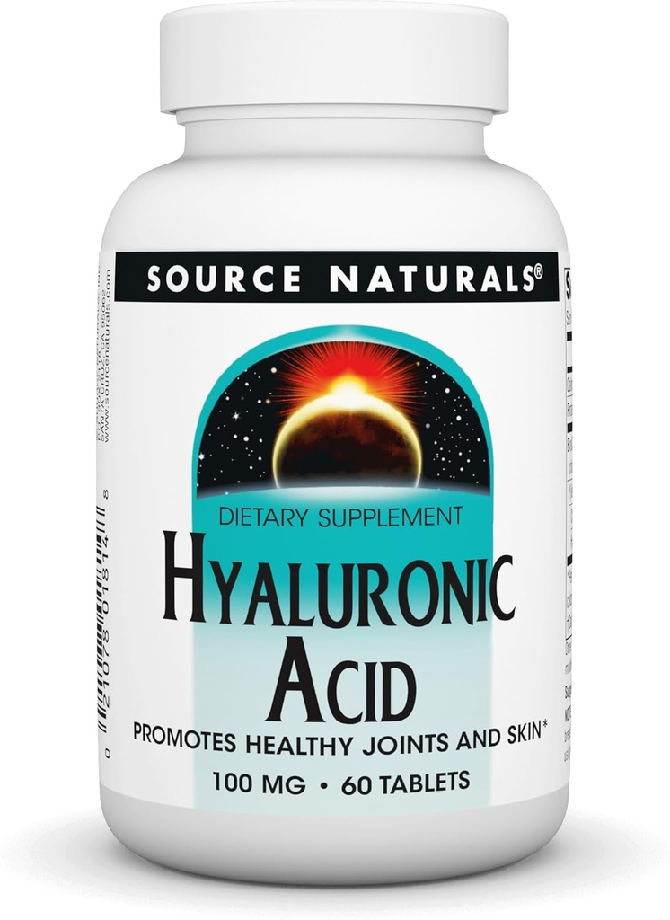 Source Naturals Hyaluronic Acid, Sağlıklı Ortaklar ve Skin*, 100 mg - 60 Tabletler