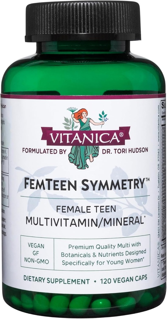 Vitanica Femgen Symmetri, Gençler için Vitaminler Daily Multivitamin, Vegan, 120 Capsules