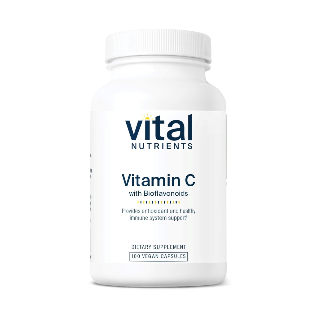 Vital Nutrients C ile Bioflavonoyaklar | Immune Support için Vegan Supplement* | 1000 mg C ve 500 mg Citrus Bioflavonoid | Gluten, Dairy and Soy Free | Non-GMO | 100 Capsules
