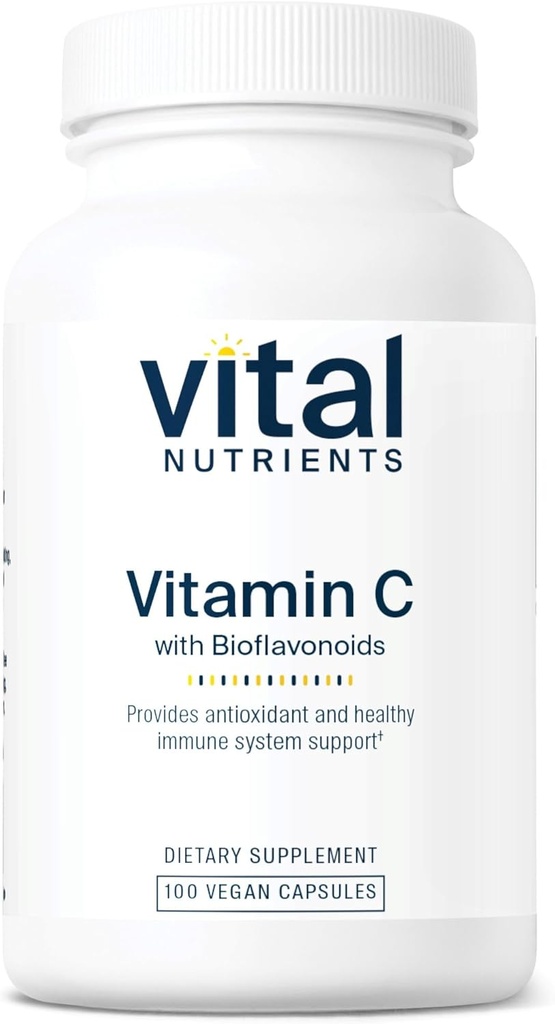 Vital Nutrients C ile Bioflavonoyaklar | Immune Support için Vegan Supplement* | 1000 mg C ve 500 mg Citrus Bioflavonoid | Gluten, Dairy and Soy Free | Non-GMO | 100 Capsules