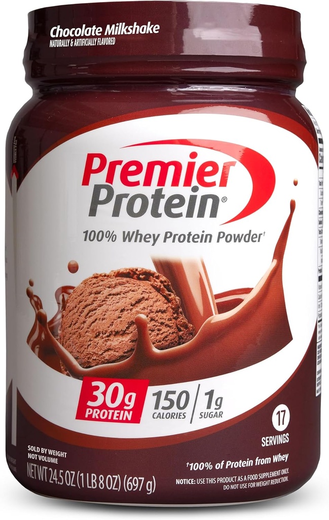 Premier protein Toz, Chocolate Milkshake, 30g protein, 1g Sugar, 100% Whey proteini, Keto Friendly, No Soy, Gluten Free, 24.5 oz (17 hizmet)