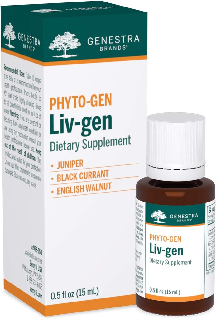 Genestra Brands Liv-gen | Juniper, Black Currant ve İngilizce Walnut Herbal Supplement | 0,5 fl. oz.
