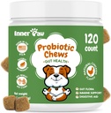 Köpekler için İç Paw Probiyotikler, Gut Health için Digestive Enzymes & Prebiyotik Formula, Dog Probiyotiks for Diarrhea, Bowel & Immune Support, Chicken Flavor, 120 Soft Chews