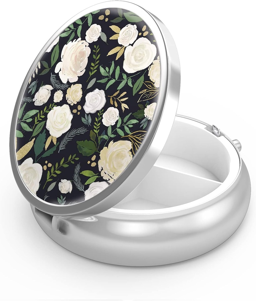 Pill Box 3 Küçük Pill Vakasını Karşılaştırmak, Pocket veya Purse Pill Organize Pill Konteynerleri Vitaminler, İlaçlar, Fish Oil ve Supplements (Elegant Çiçekler)