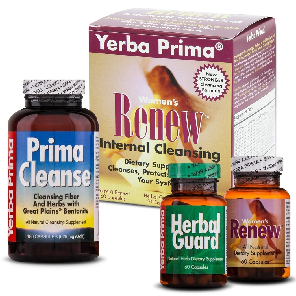 Yerba Prima Women's Renew Internal Cleansing Programı - 30 Günlük Program - Kit 3 Şişe içerir - Kadın Vücut için Tasarlanan Detox Cleanse