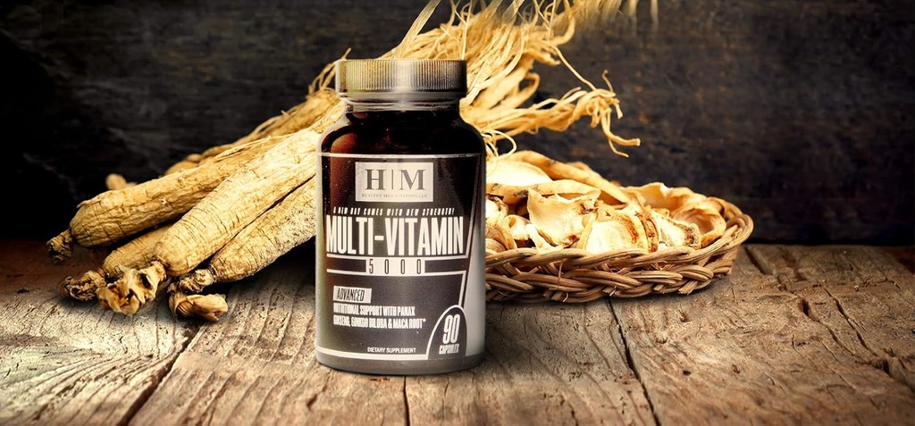 Erkekler için Basit Multivitamin Tamamı 5000 Infüzyon Immune Health Support Men's Daily Boost Energy, General Health Vitamin A-K Plus More 90 Capsules