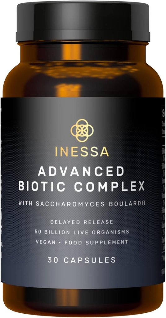 Inessa Advanced Biotic Complex - 50 Milyar CFU Probiyotiks For Women Digestive, Gut Health With Gecikmiş Serbest Probiyotik Supplement - 30 Vegan Capsules For Men & Wome
