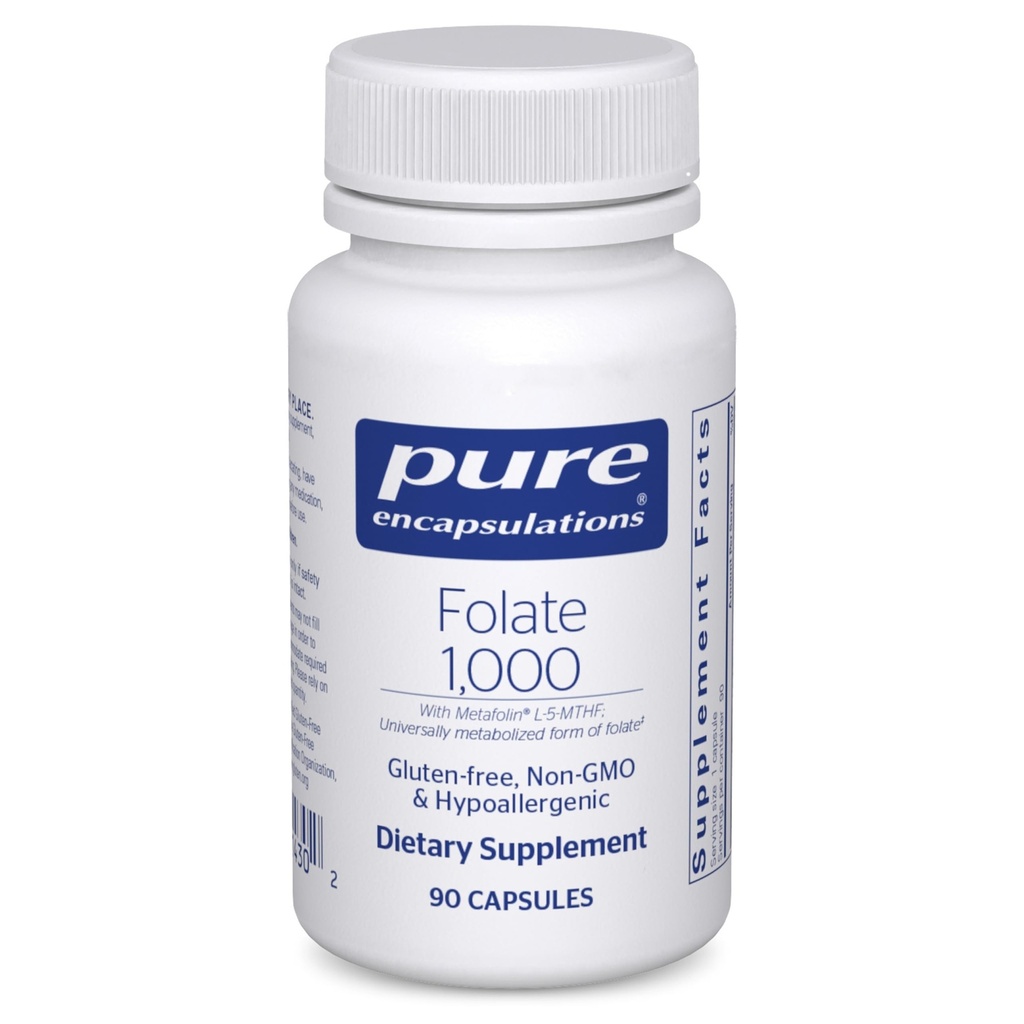 Saf Encapsulations Folate 1000 - Metafolin L-5-MTHF - Kalp Sağlığı Supplement* - Folate Supplement - Non-GMO & Gluten Free - 90 Capsules