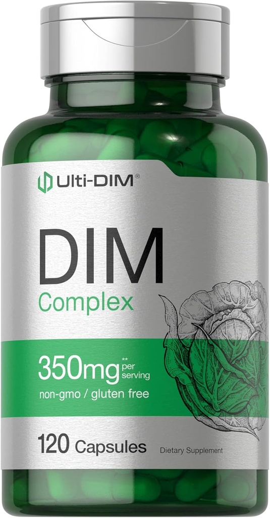 Horbäach DIM Supplement | 350 mg Complex | for Women & Men | 120 Capsules | Diindolylmethane | Broccoli & Kale | Non-GMO, Gluten Free